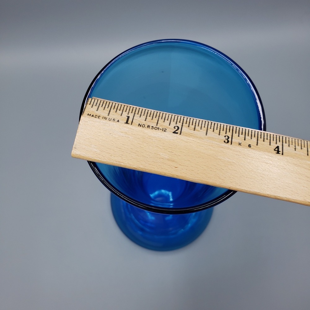 VTG Mid Century Modern Blue Glass Hourglass Vase 12" MCM Decor 60s‎ 70s Art Deco - Picture 6 of 8